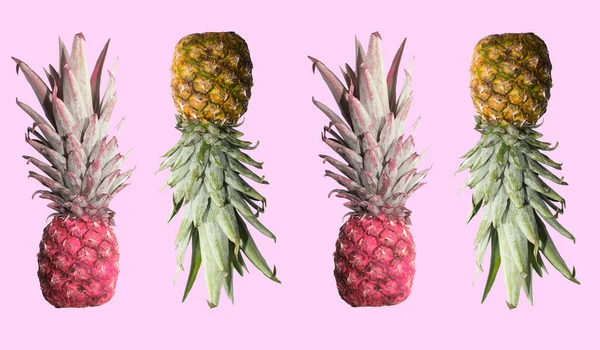 Gequatsche Helle Ananas Auf Weißem Hintergrund Minimalistischer Stil Draufsicht Isoliert — Stockfoto