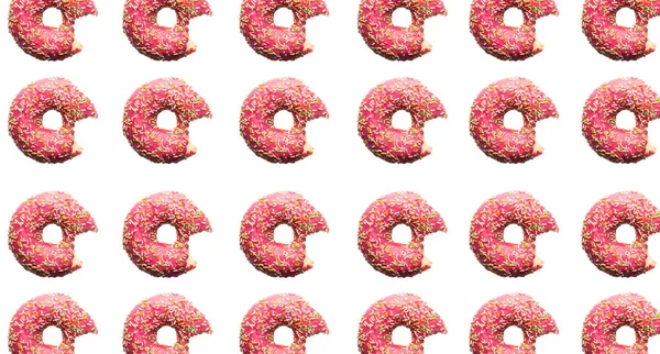 Збиті Рожеві Пончики Зморшками Світло Рожевому Тлі Подача Зверху — стокове фото