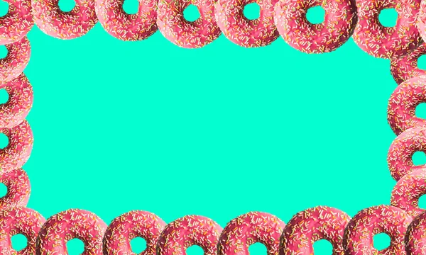 Knabbelde Roze Donuts Met Hagelslag Een Licht Roze Achtergrond Diervoeders — Stockfoto