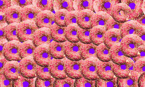 Knabbelde Roze Donuts Met Hagelslag Een Licht Roze Achtergrond Diervoeders — Stockfoto