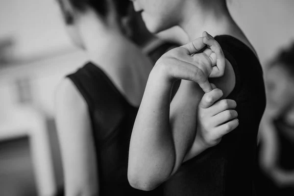 Little Girl Dancer Waiting Her Performance Experiencing Stretching Her Arms — Stock Photo, Image
