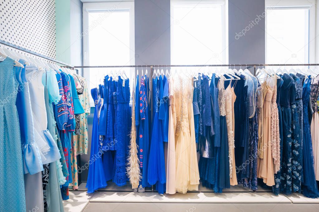 clothes in the store dresses and costumes on the hanger