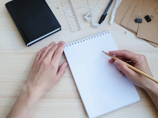 Conjunto Oficina Para Estudiar Trabajo Creatividad Con Temas Una Inscripción — Foto de Stock