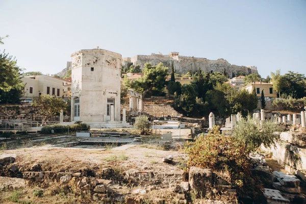 Yunanistan Atina Orta Çağlarda Sütun Kalıntıları Antik Mimari — Stok fotoğraf