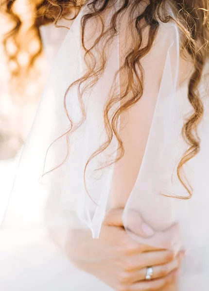 Cabelo menina luz vestido verão raios de sol — Fotografia de Stock