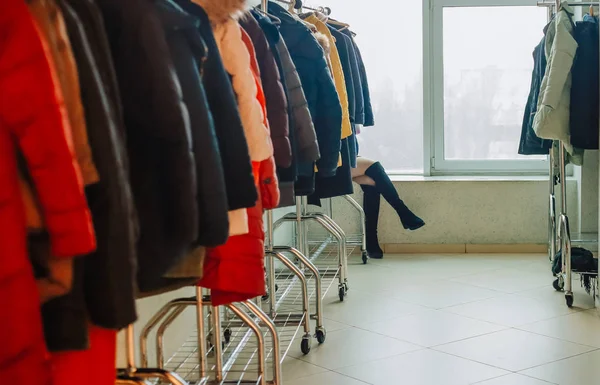 Benen meisje laarzen Dresser jassen jas — Stockfoto