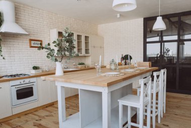 mutfak iç loft tarzı modern mimari