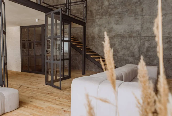 interior design loft style metal wood staircase