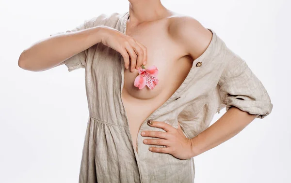 Female breast flower oncology health body skin — Stock Image Female breast flower oncology health body skin Stock Photo