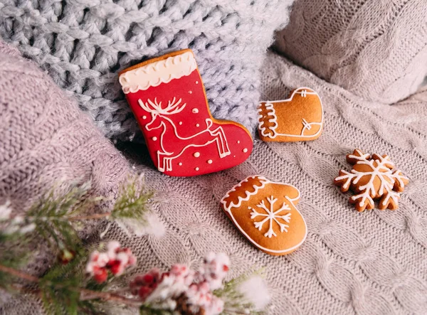 Decoração de Natal ano novo símbolos de sinais multicoloridos — Fotografia de Stock