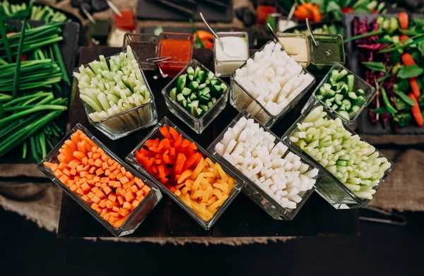 Variety vegetables sliced buffet healthy fast food — Stock Photo, Image