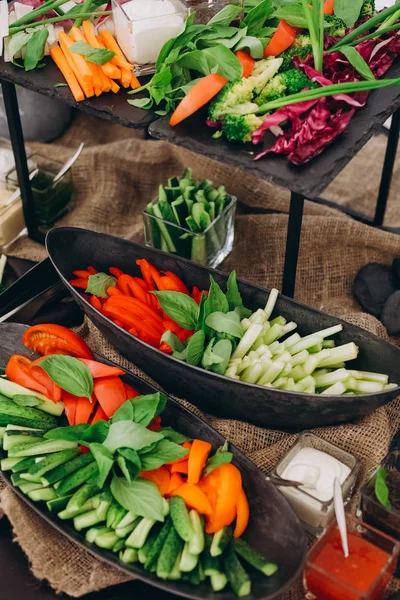 Variety vegetables sliced buffet healthy fast food — Stock Photo, Image