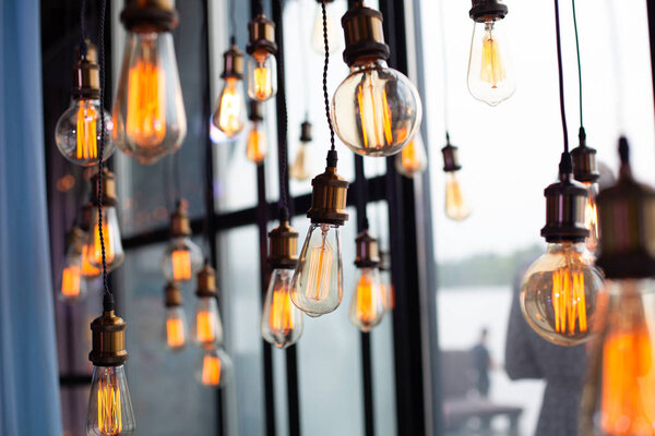 Edison lamps decorative group garland suspended wires