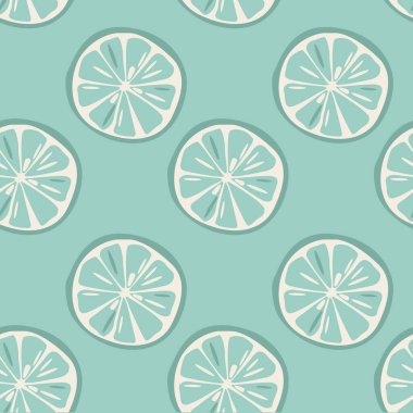 Nane yeşili arkaplan vektör illüstrasyonunda limonlu kusursuz desen