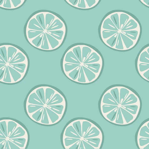 Seamless Pattern Lemons Mint Green Background Vector Illustration — Stock Vector