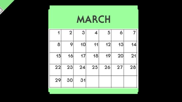 Calendario Animado Gráfico Agosto — Vídeo de stock