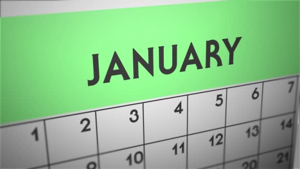 Kalender Schärfentiefe Januar — Stockvideo