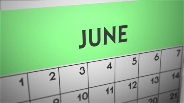 Calendário Panning Profundidade Campo Junho — Vídeo de Stock