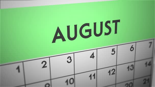 Calendario Profundidad Campo Agosto — Vídeos de Stock