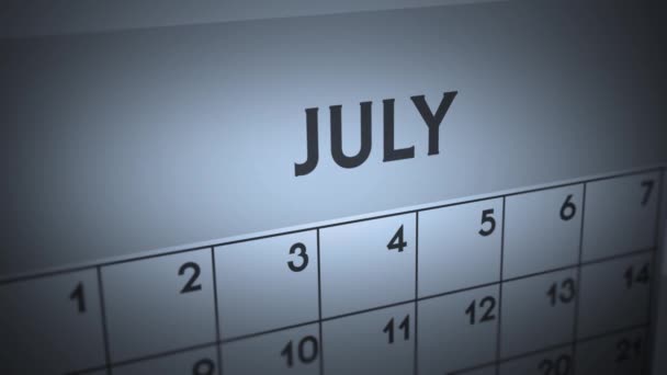 Dark Zminous Calendar Page Animation July — стоковое видео