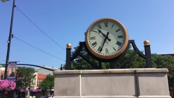 Eine Zentrale Uhr Denkmal Einer Kleinen Stadt Amerika Alt — Stockvideo