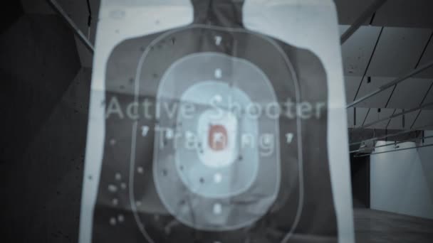 Fegyver Égetés Körét Tipográfia Képzés Aktív Shooter — Stock videók