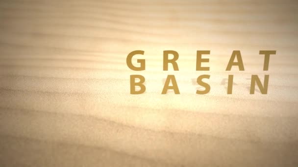 Deslizando Através Dunas Deserto Animadas Quentes Com Texto Great Basin — Vídeo de Stock