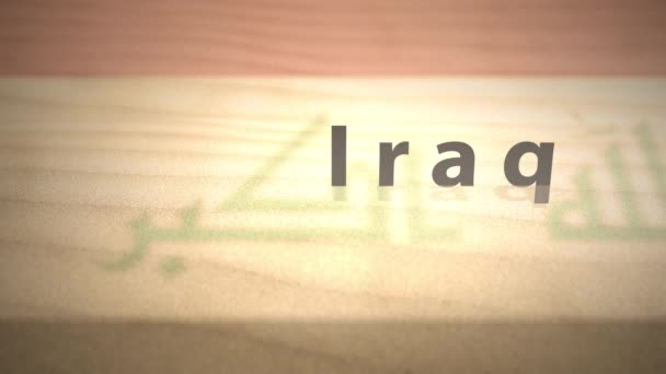 Orta Doğu Hareket Grafik Ülke Adı Kum Serisi Irak — Stok video