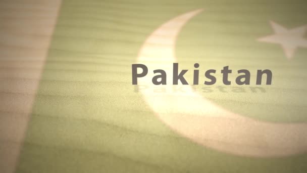 Όνομα Χώρας Γραφικά Μέσης Ανατολής Κίνηση Στην Άμμο Σειρά Πακιστάν — Αρχείο Βίντεο