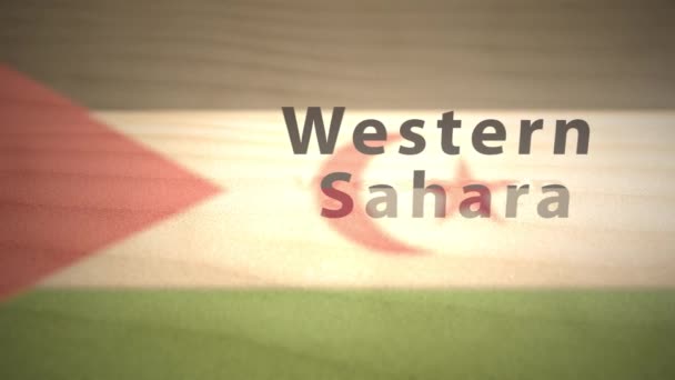 非洲运动图形国家名称在沙子系列 西撒哈拉 — 图库视频影像