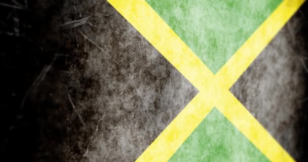 Filmisch Animierte Kamera Gleitet Über Grunge Jamaica Flagge — Stockvideo