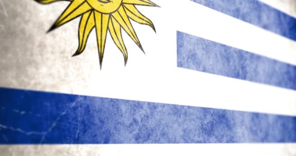 Filmisch Animierte Kamera Gleitet Über Grunge Uruguay Flagge — Stockvideo