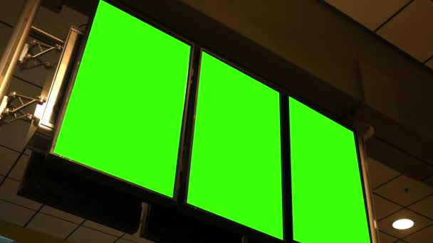 Drei Grüne Bildschirm Flughafen Technologie Bildschirme Für Abflugplan — Stockvideo