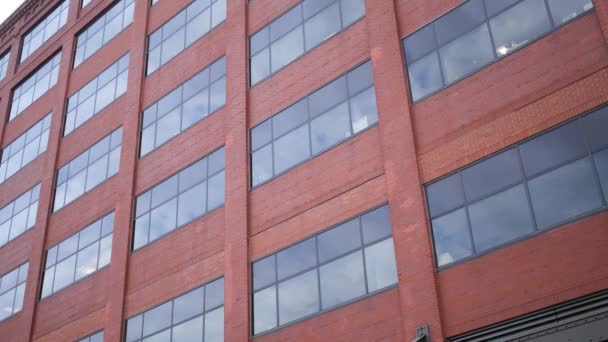 Establishing Shot Red Bricked Factory Building Urban Area — Stock Video