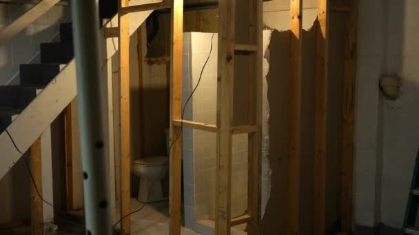 Uma Casa Banho Demolida Início Estado Remodelação — Vídeo de Stock