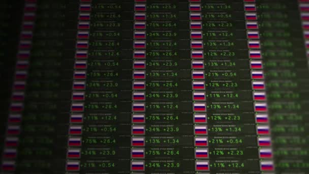 Stock Market Ticker Blomstrande Ekonomi Ryssland Version — Stockvideo