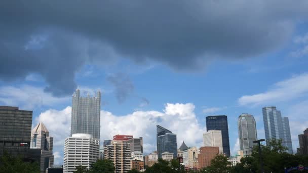 Pittsburgh Circa Agosto 2018 Timelapse Pittsburgh Skyline Seen Station Square — Vídeos de Stock