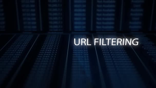 Digitala Filmiska Text Information Teknik Koncept Url Filtrering — Stockvideo