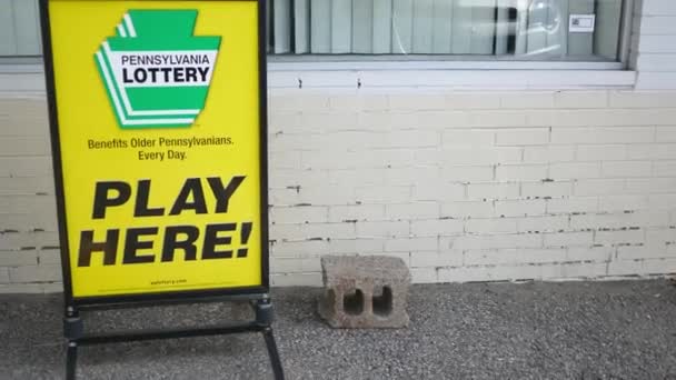 Câmera Panelas Para Pensilvânia Sinal Loteria — Vídeo de Stock