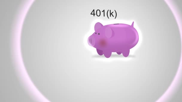Кастрюли Копилке Финансовой Концепции 401 Типография — стоковое видео
