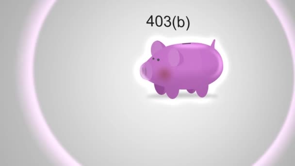 Kamera Pásztázza Piggy Bank Pénzügyi Fogalom Tipográfia 403 — Stock videók