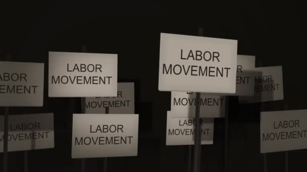挥舞着抗议或意识系列的标语 工人运动 — 图库视频影像