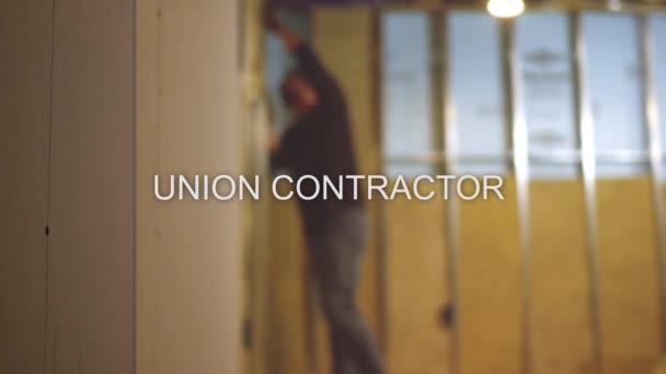 Finitura Sfocato Seminterrato Appaltatore Text Series Union Contractor — Video Stock