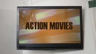 İleti aksiyon filmleri gösteren bir Tv
