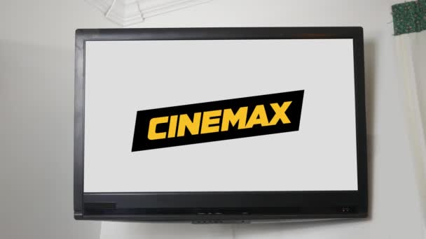 Pittsburgh Circa Oktober 2018 Kanaalembleem Voor Serie Cinemax — Stockvideo