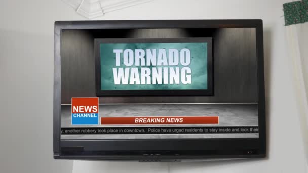 Série Título Transmissão Notícias Tornado Warning Graphic Alt — Vídeo de Stock