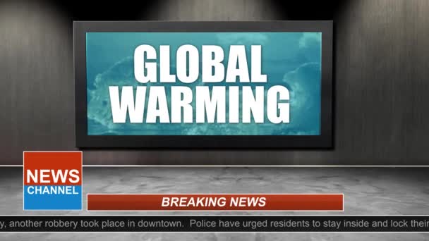 Nieuws Uitzending Titel Series Opwarming Van Aarde Van Afbeelding — Stockvideo