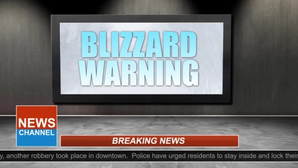 News Broadcast Title Series Blizzard Warning Graphic — Stock Video