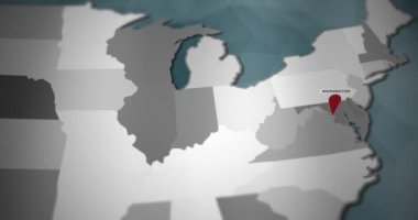 Modern Amerika Birleşik Devletleri hareket grafik harita - Washington PIN konumu animasyon