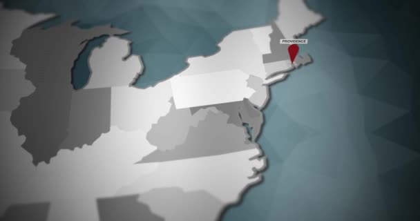 Mapa Gráficos Movimiento Moderno Estados Unidos Providence Pin Location Animation — Vídeo de stock